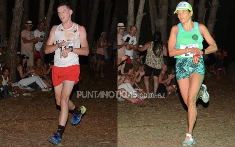 Pablo Bien y Natalia Coria triunfaron en competencia atlética nocturna en Pehuen Co