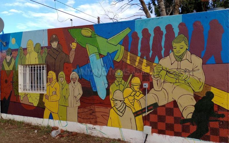 Los Pibes de Malvinas, en un mural de Valle Viejo